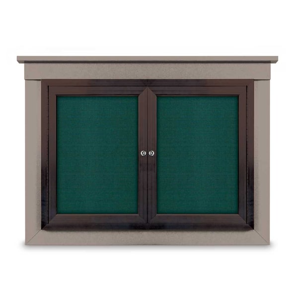 36"x36" 1-Door Enclosed Letterboard, Black Felt/Cherry
